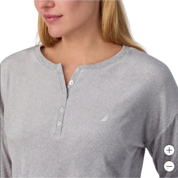 NWOT Nautica Henley Silky Fleece PJ Set | Grey - Picture 5 of 8